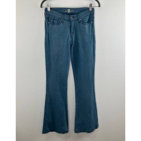 7 For All Mankind 7FAM Blue Cotton Blend Dojo Flare Leg Denim Jeans Size 26 - Picture 1 of 9